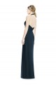 Dunkelmarine A-Linien Neckholder V-Ausschnitt Chiffon Lange Brautjungfernkleider Online