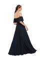 Dunkelmarine A-Linien Off-Schulter Chiffon Lange Brautjungfernkleider / Abiballkleider Online