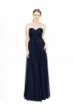 Dunkelmarine A-Linien Trägerlos Chiffon Lange Brautjungfernkleider Online