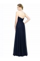 Dunkelmarine A-Linien Trägerlos Chiffon Lange Brautjungfernkleider Online