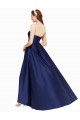 Dunkelmarine A-Linien Trägerlos Satin Lange Formale Brautjungfernkleider / Abendkleider / Abiballkleider Online