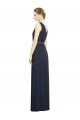 Dunkelmarine A-Linien V-Ausschnitt Chiffon Lange Brautjungfernkleider Online