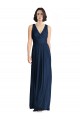 Dunkelmarine A-Linien V-Ausschnitt Chiffon Lange Brautjungfernkleider Online