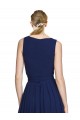 Dunkelmarine A-Linien V-Ausschnitt Chiffon Lange Brautjungfernkleider Online