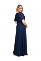 Dunkelmarine A-Linien V-Ausschnitt Chiffon Lange Formale Brautjungfernkleider / Abendkleider / Abiballkleider Online