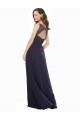 Dunkelmarine A-Linien V-Ausschnitt Chiffon Spitze Lange Brautjungfernkleider Online