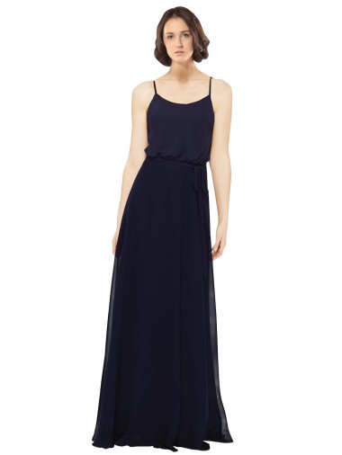 Dunkelmarine Etui Scoop Chiffon Lange Brautjungfernkleider Online