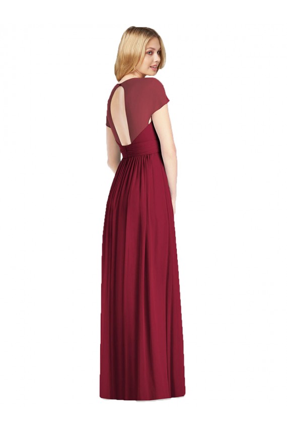 Dunkelmarine Trompete V-Ausschnitt Chiffon Lange Brautjungfernkleider Online