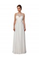 Elfenbein A-Linien Illusion Ausschnitt Sweep Zug Chiffon Boho Brautkleider Online
