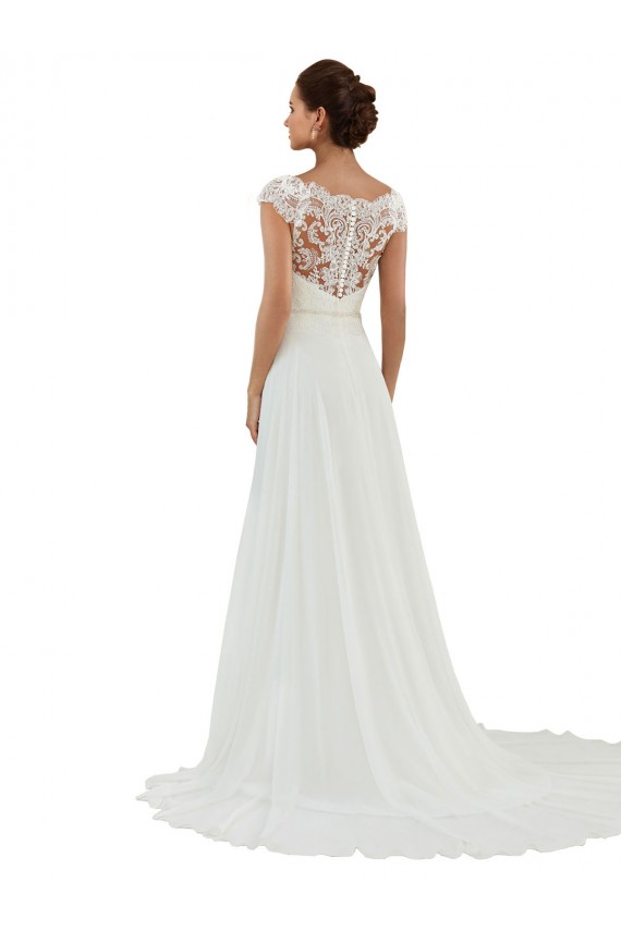 Elfenbein A-Linien Kapelle-schleppe Chiffon Klassisch Brautkleider Online