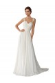 Elfenbein A-Linien Kapelle-schleppe Chiffon Spitze Brautkleider Online