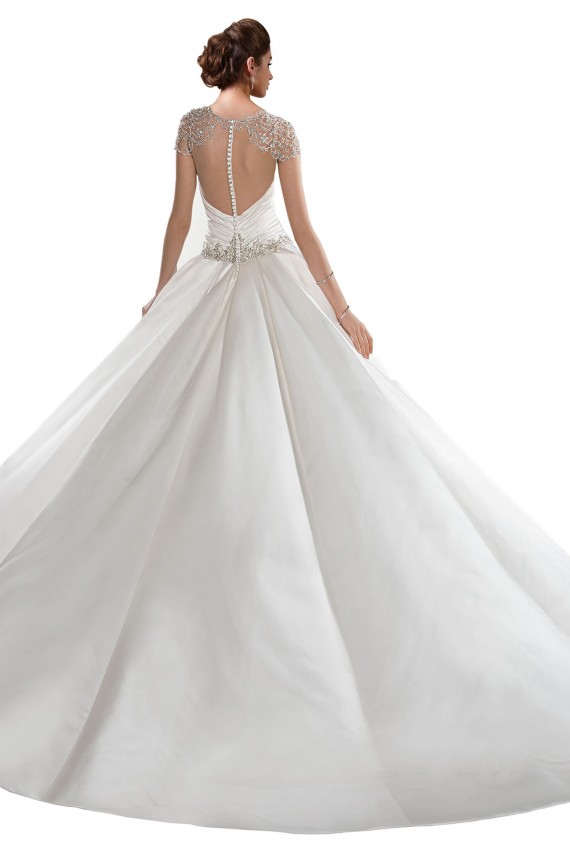 Elfenbein A-Linien Kapelle-schleppe Satin Brautkleider Online