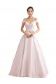 Elfenbein A-Linien Off-Schulter Kapelle-schleppe Satin Brautkleider Online