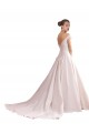 Elfenbein A-Linien Off-Schulter Kapelle-schleppe Satin Brautkleider Online