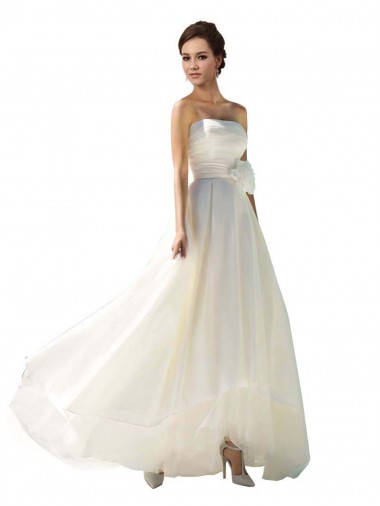Elfenbein A-Linien Trägerlos Chiffon Brautkleider Online