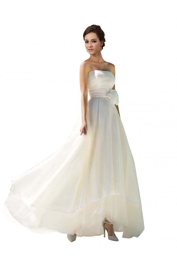 Elfenbein A-Linien Trägerlos Chiffon Brautkleider Online