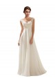 Elfenbein A-Linien V-Ausschnitt Sweep Zug Chiffon Spitze Brautkleider Online