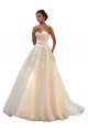 Elfenbein & Champagner Prinzessin Kapelle-schleppe Tüll Spitze Brautkleider Online