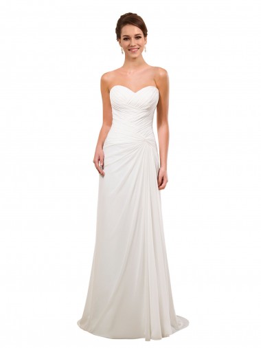 Elfenbein Etui Kapelle-schleppe Chiffon Brautkleider Online