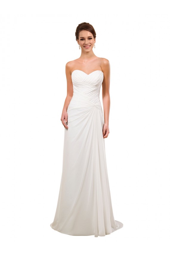 Elfenbein Etui Kapelle-schleppe Chiffon Brautkleider Online