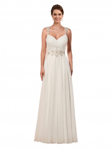 Elfenbein Etui Kapelle-schleppe Chiffon Brautkleider Online