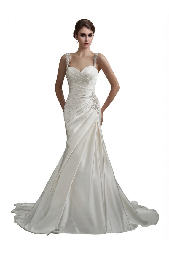 Elfenbein Meerjungfrau Kapelle-schleppe Satin Strand Brautkleider Online