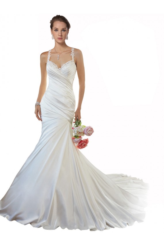 Elfenbein Meerjungfrau Kapelle-schleppe Satin Strand Brautkleider Online