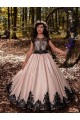 Elfenbein Prinzessin Satin Spitze Lange Blumenmädchenkleider Online