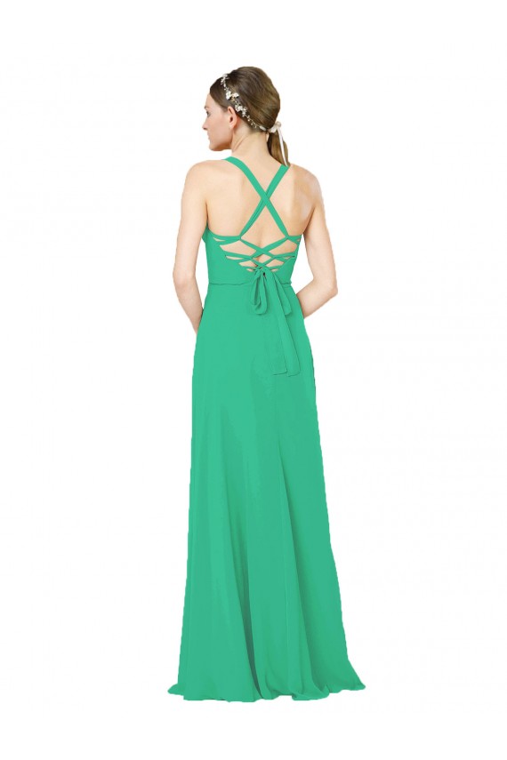 Emerald Etui V-Ausschnitt Chiffon Lange Brautjungfernkleider Online