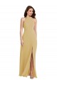 Gold A-Linien Neckholder Chiffon Lange Brautjungfernkleider Online