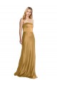 Gold A-Linien Trägerlos Stretch-Satin Lange Formale Brautjungfernkleider / Abendkleider / Abiballkleider Online