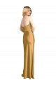 Gold A-Linien Trägerlos Stretch-Satin Lange Formale Brautjungfernkleider / Abendkleider / Abiballkleider Online