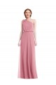 Hautrosa A-Linien Eine-Schulter Chiffon Lange Brautjungfernkleider Online