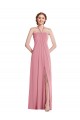 Hautrosa A-Linien Neckholder Chiffon Lange Brautjungfernkleider Online