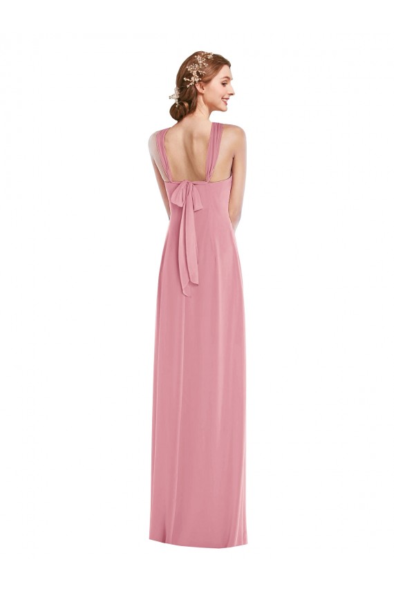 Hautrosa A-Linien Neckholder Chiffon Lange Brautjungfernkleider Online