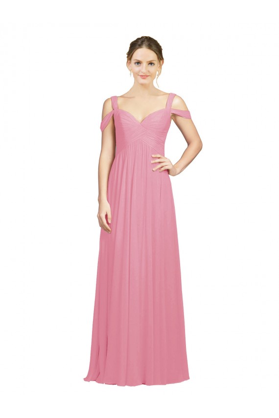 Hautrosa A-Linien Off-Schulter Chiffon Lange Brautjungfernkleider Online