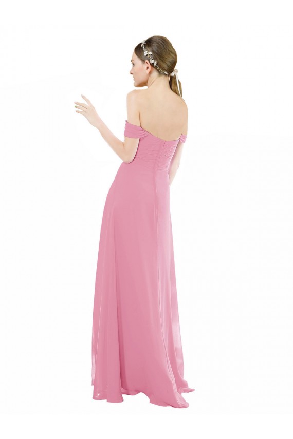 Hautrosa A-Linien Off-Schulter Chiffon Lange Brautjungfernkleider Online