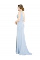Helles Himmelblau A-Linien Bootshals Stehkragen Ausschnitt Chiffon Lange Brautjungfernkleider Online