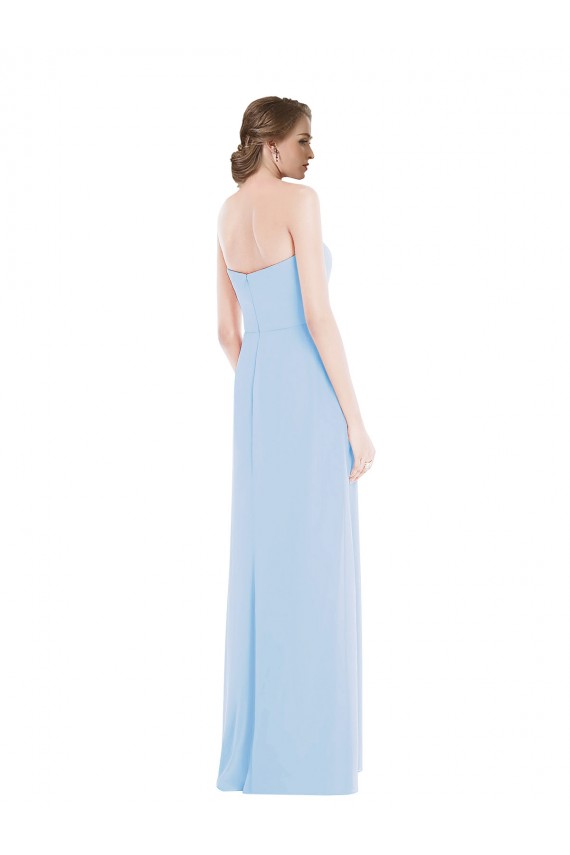 Helles Himmelblau A-Linien Chiffon Lange Brautjungfernkleider Online