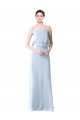 Helles Himmelblau A-Linien Neckholder Chiffon Lange Brautjungfernkleider Online