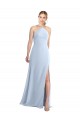 Helles Himmelblau A-Linien Neckholder Chiffon Lange Brautjungfernkleider Online
