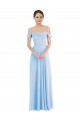 Helles Himmelblau A-Linien Off-Schulter Chiffon Lange Formale Brautjungfernkleider / Abendkleider Online