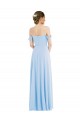 Helles Himmelblau A-Linien Off-Schulter Chiffon Lange Formale Brautjungfernkleider / Abendkleider Online