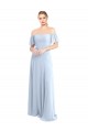 Helles Himmelblau A-Linien Off-Schulter Quadrat Ausschnitt Chiffon Lange Brautjungfernkleider Online