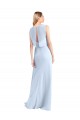 Helles Himmelblau A-Linien V-Ausschnitt Chiffon Lange Brautjungfernkleider Online