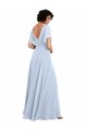 Helles Himmelblau A-Linien V-Ausschnitt Chiffon Lange Brautjungfernkleider Online