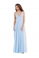 Helles Himmelblau A-Linien V-Ausschnitt Chiffon Lange Brautjungfernkleider Online