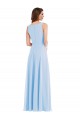 Helles Himmelblau A-Linien V-Ausschnitt Chiffon Lange Brautjungfernkleider Online