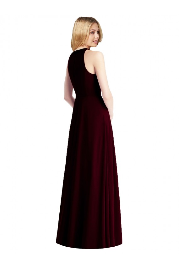Helles Himmelblau Trompete Neckholder Chiffon Lange Brautjungfernkleider Online