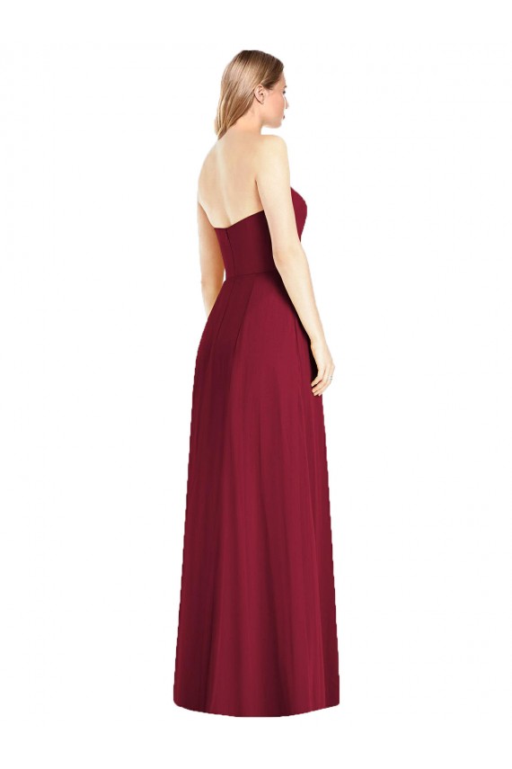 Hot Rosa Trompete V-Ausschnitt Trägerlos Chiffon Lange Brautjungfernkleider Online